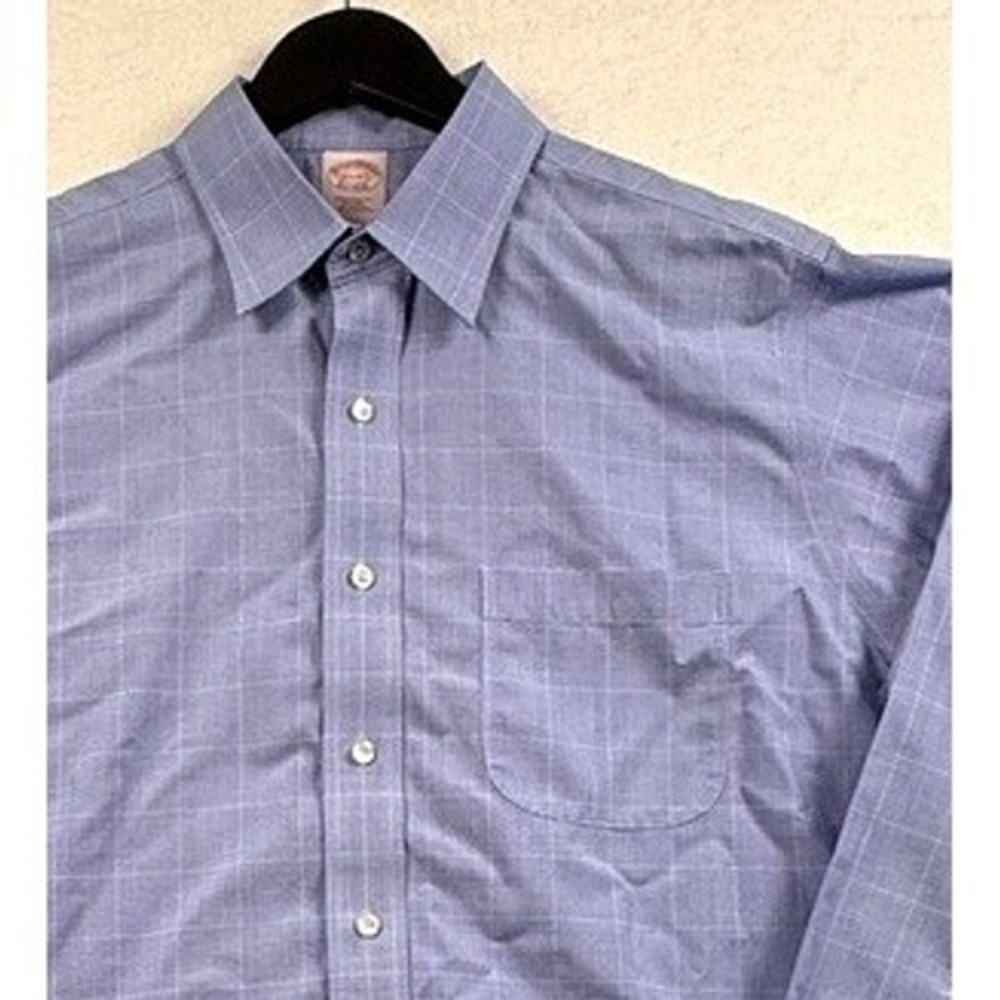Brooks Brother Blue Glen Plaid 16.5 - 4/5 Long Sleeve Shirt Traditional Fit